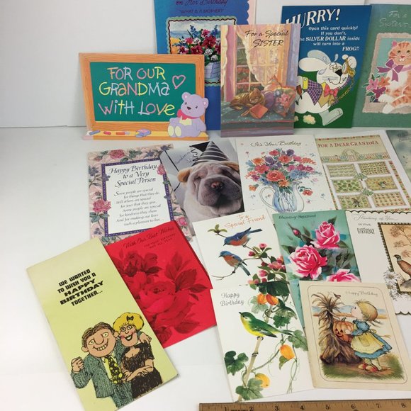 Vtg Lot of 53 Used Birthday Hello Greeting Cards Art Scrapbooking Upcycle Craft - Picture 4 of 11